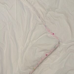 Pottery Barn Kids White Duvet Cover with Multicolor Pastel Pom-Pom Trim